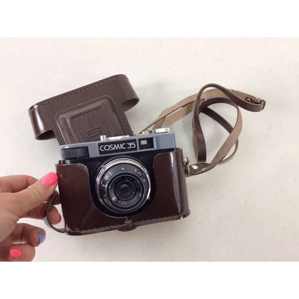 Vintage Cosmic 35 Camera & Leather Case